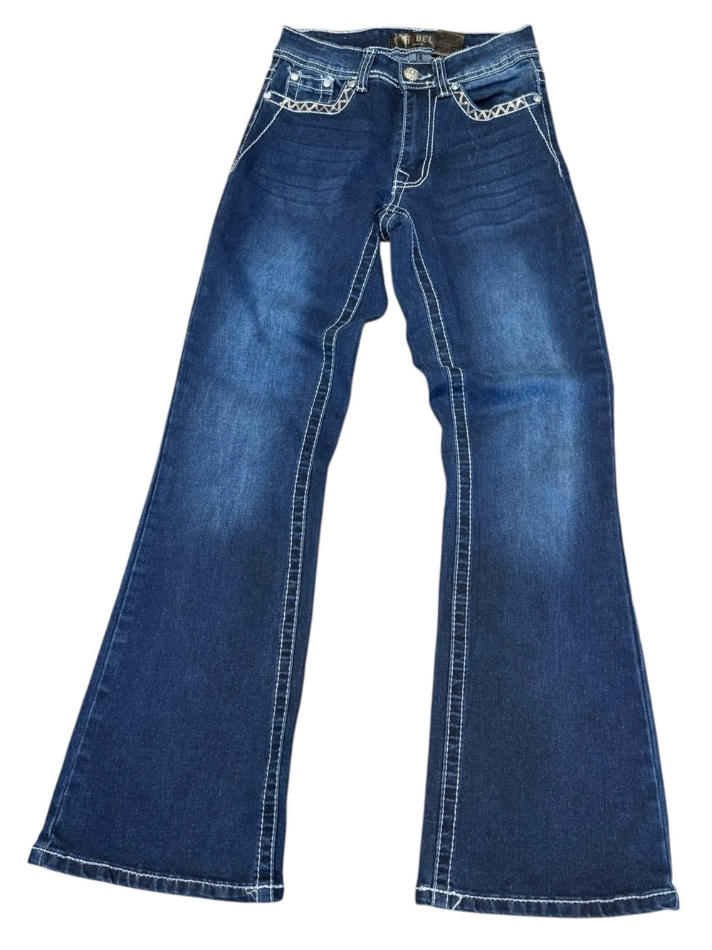 REBEL Jeans Dark Wash Embellished Flare Jeans Size 3 Y2K McBling Western